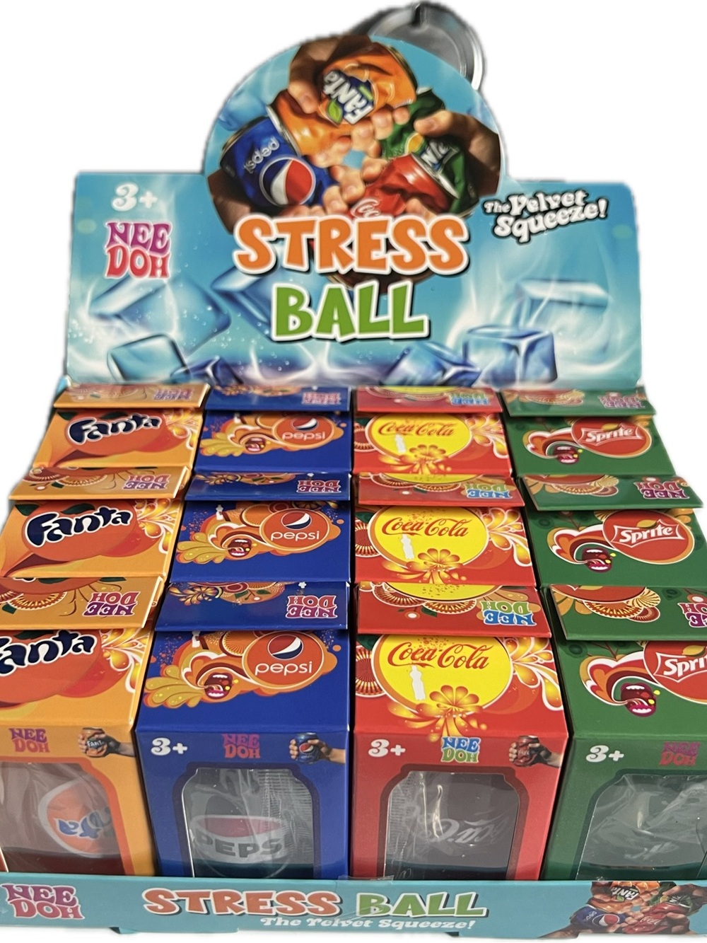 NeeDoh Drink Cans Squishes Slow rise Fanta Coca Cola Sprite Pepsi 12 pieces.